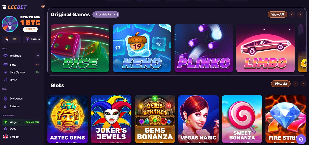 LeeBet Casino — лобби слотов